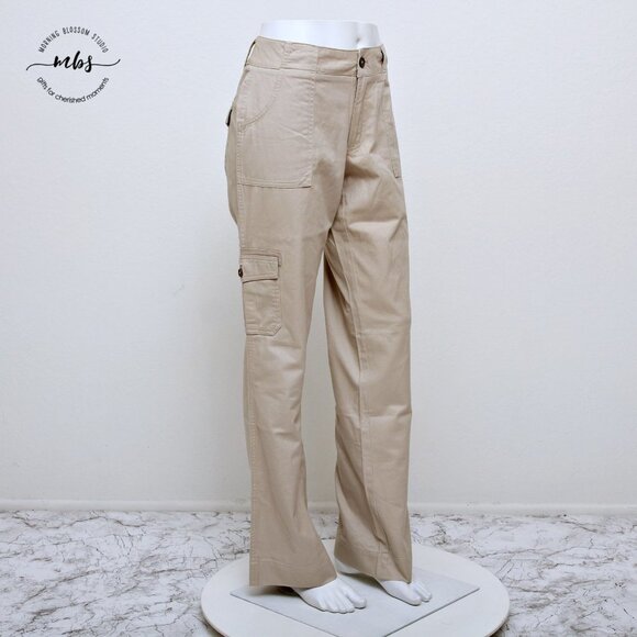 NWT Carhartt Women's Mid Rise Cotton Wide Leg Cargo Pants in Cream - Picture 2 of 13